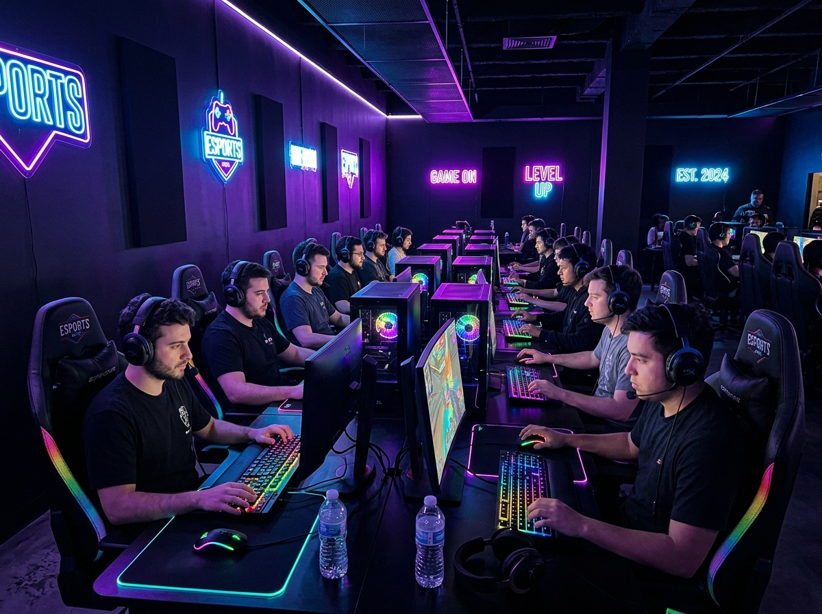 NexoArena gaming stations with RGB lighting and high-end hardware