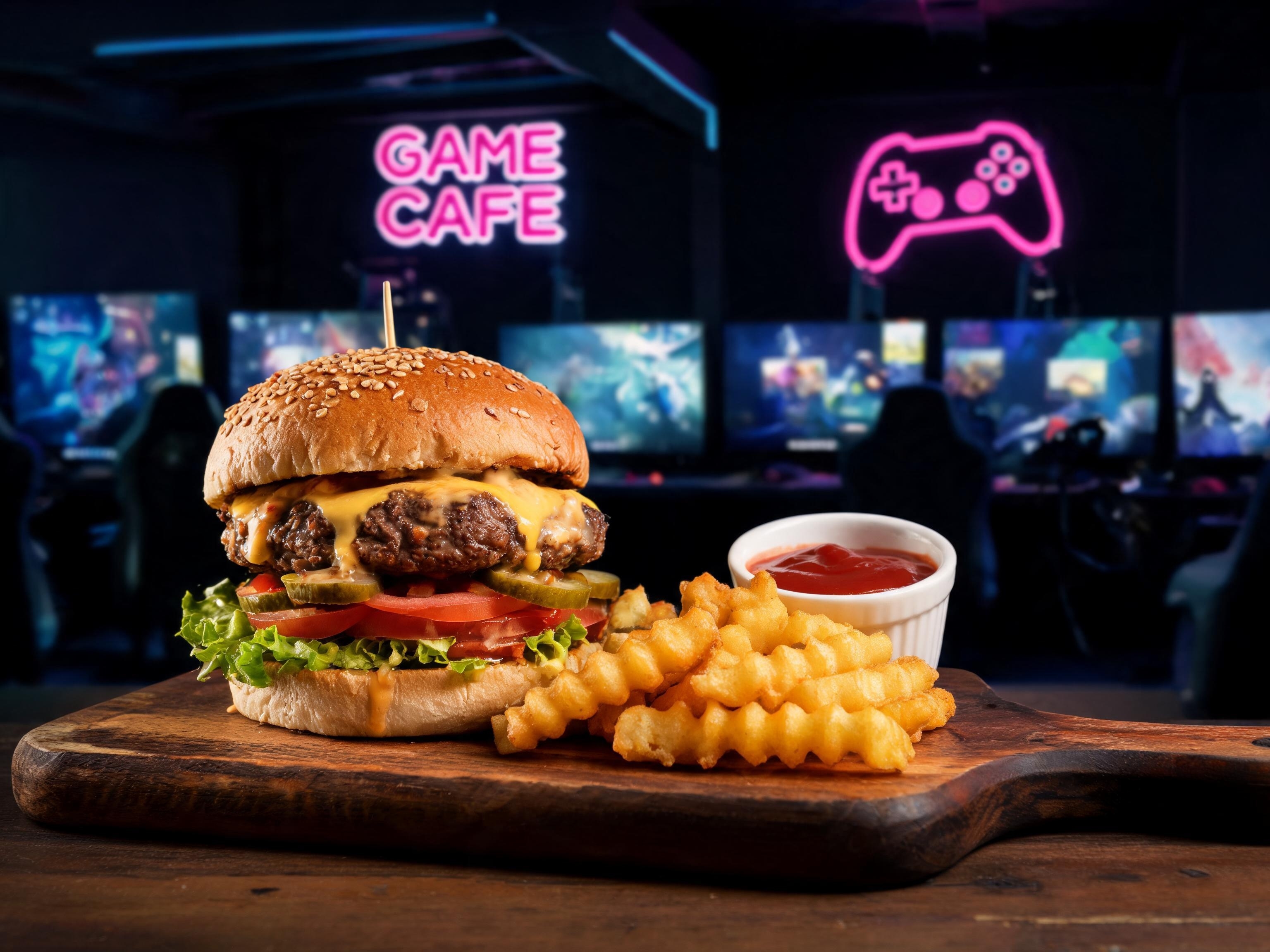 NexoBurger — gourmet beef burger with fries